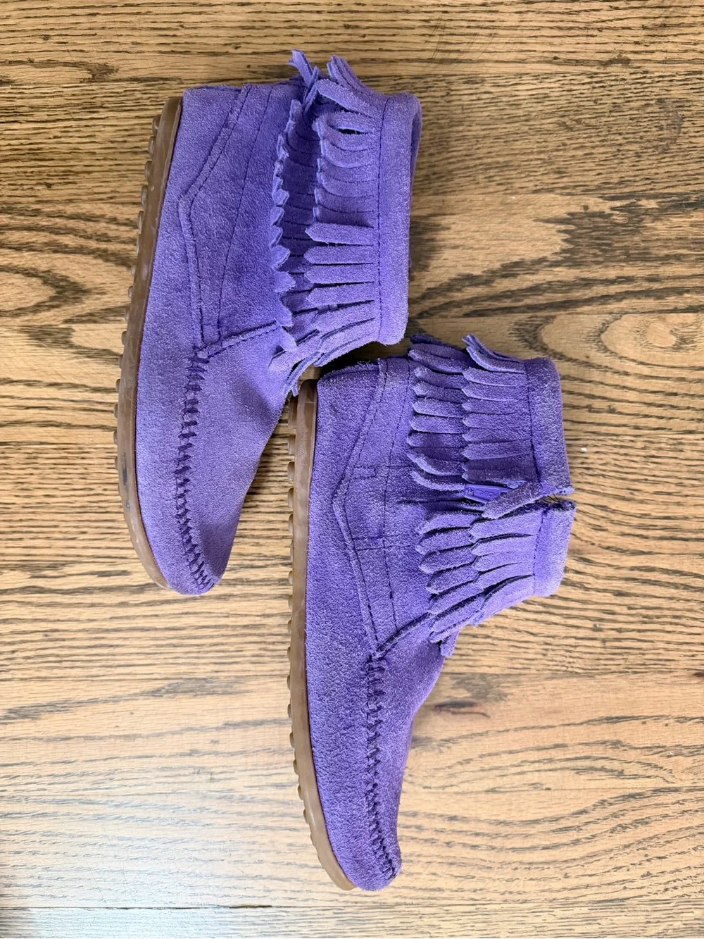Minnetonka Purple Suede Fringe Ankle Boots